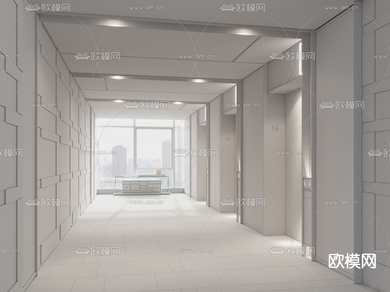 酒店电梯厅 过道3d模型