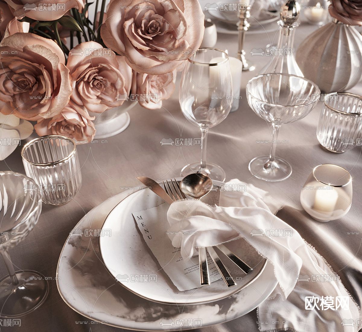 轻奢餐具3d模型下载（渲染图3）