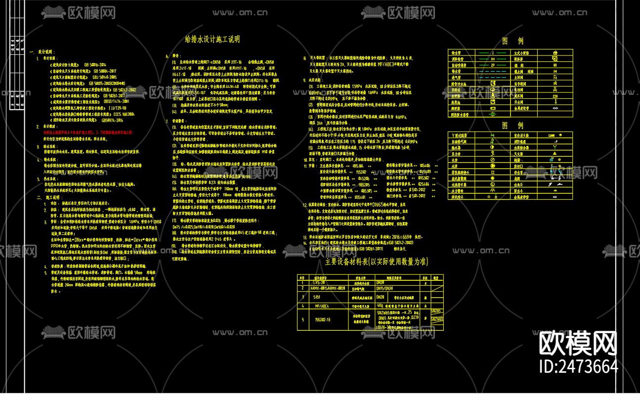 上塘荆芋花乡小区5号楼给排水cad施工图下载（渲染图2）