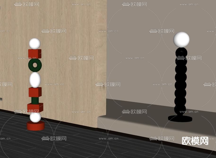 轻奢落地灯su模型下载（渲染图2）