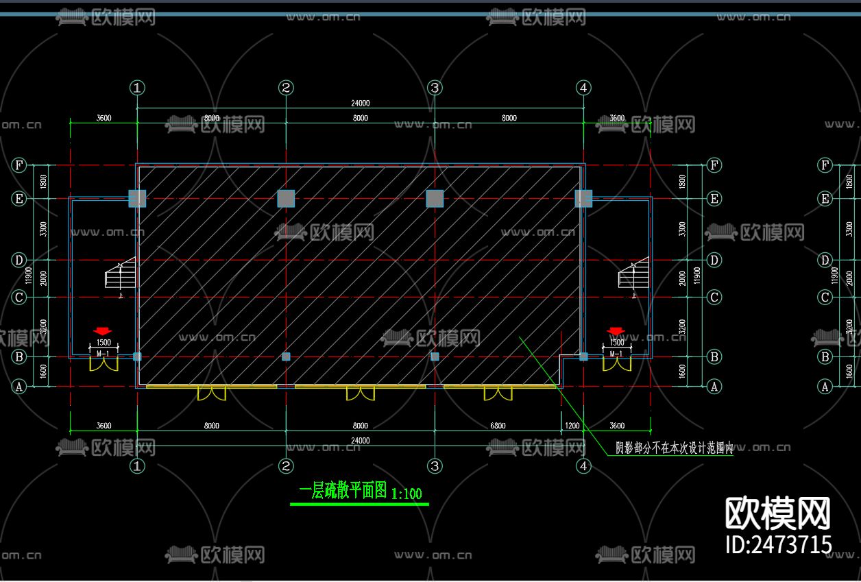 博德小新星教育培训中心消防设计cad施工图下载（渲染图3）