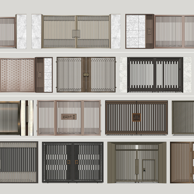 现代铁艺大门su模型