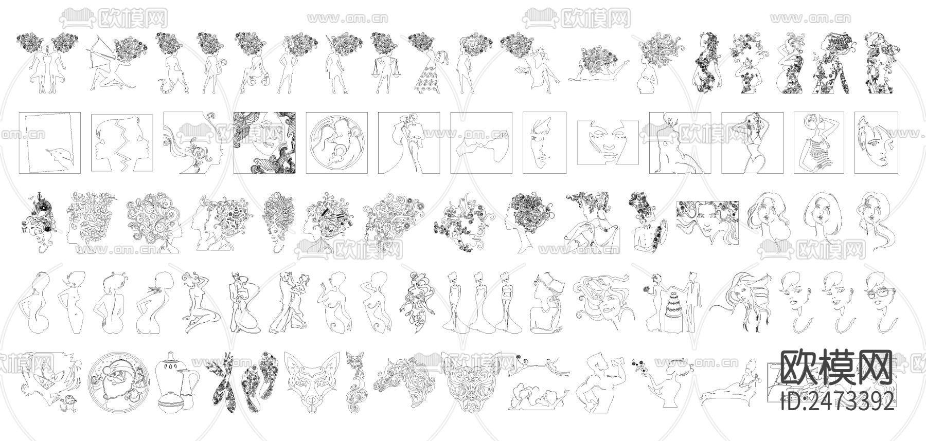艺术美女造型cad图库下载（渲染图4）