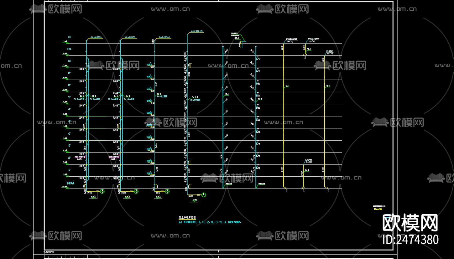 早陈阳光小区12号楼给排水及水灭火系统CAD施工图下载（渲染图3）