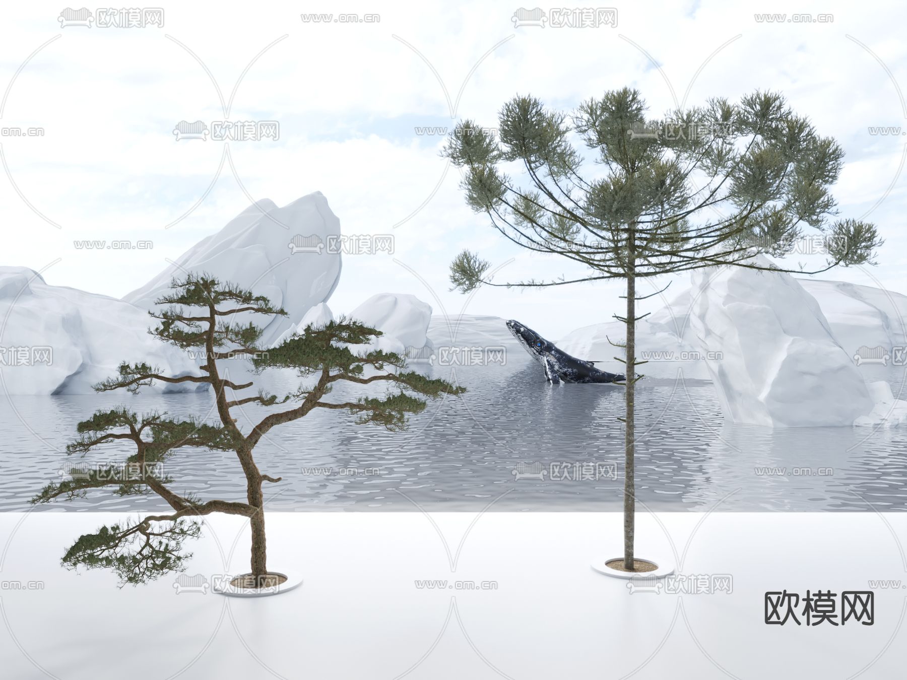 景观树 松树su模型下载（渲染图1）