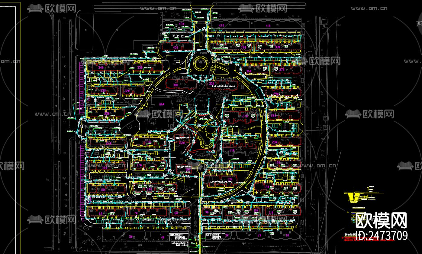 东方花园小区室外雨污分流改造cad施工图下载（渲染图4）