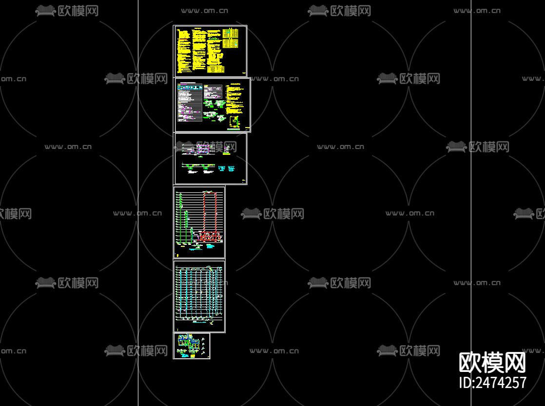 花园小区18号楼给排水cad施工图下载（渲染图2）