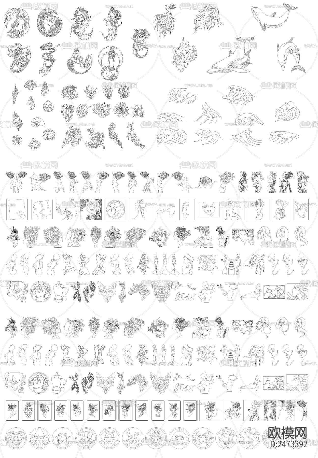 艺术美女造型cad图库下载（渲染图5）