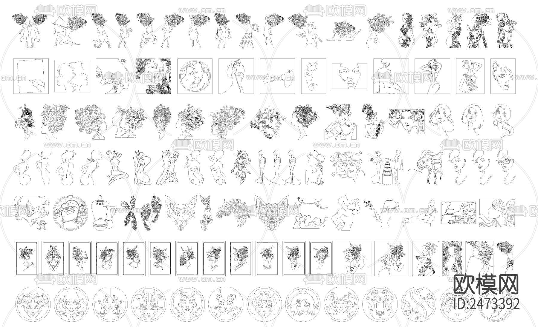 艺术美女造型cad图库下载（渲染图2）