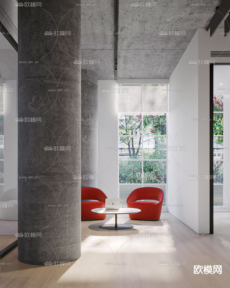 现代办公室 办公区3d模型下载（渲染图2）