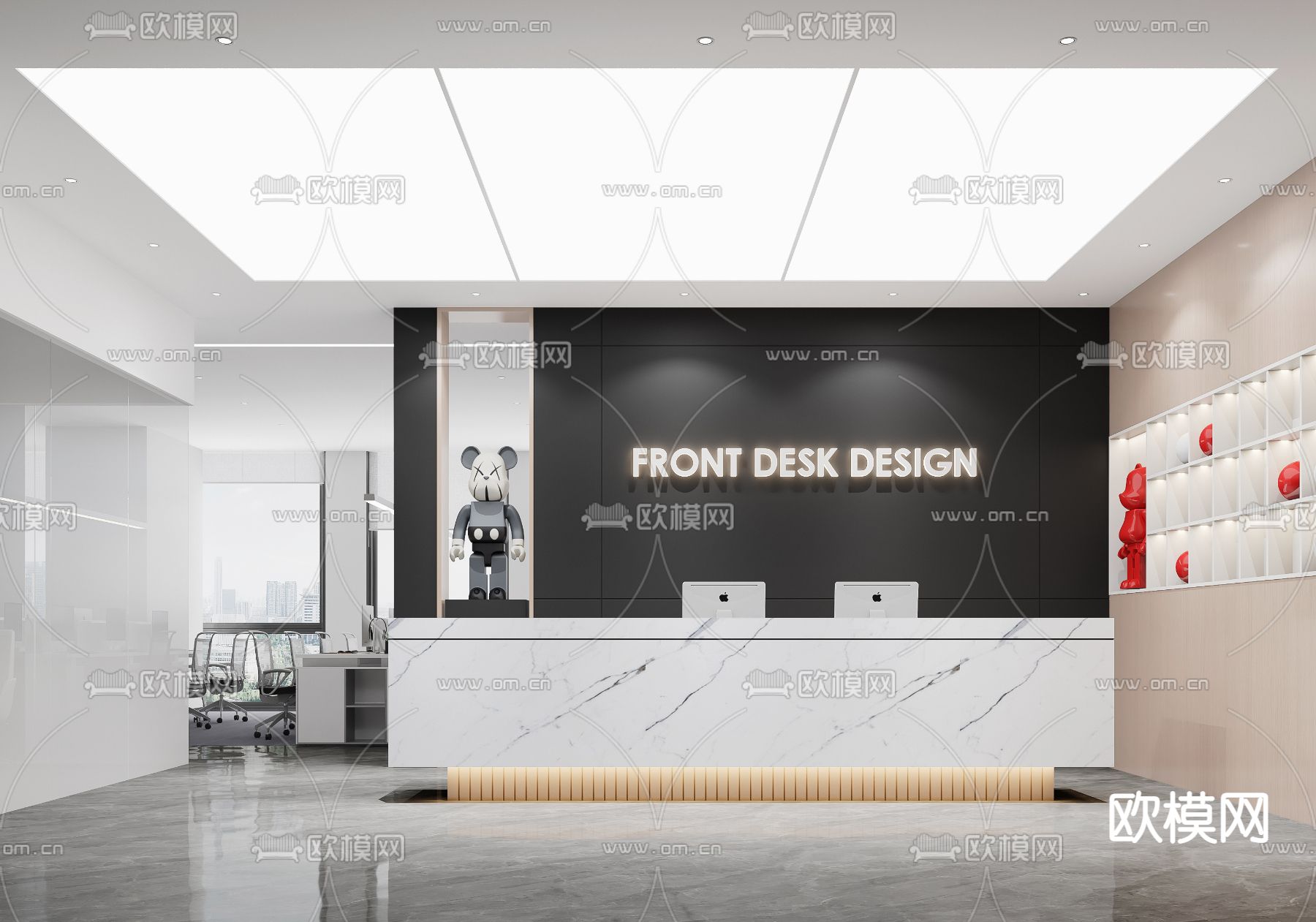 公司前台 接待台3d模型下载
