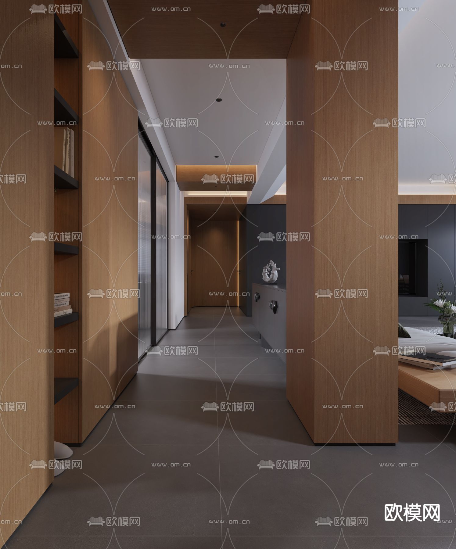 高级灰客餐厅3d模型下载（渲染图4）