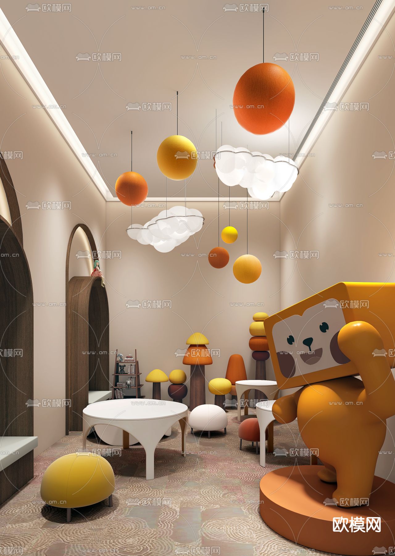 现代儿童娱乐区su模型下载（渲染图1）