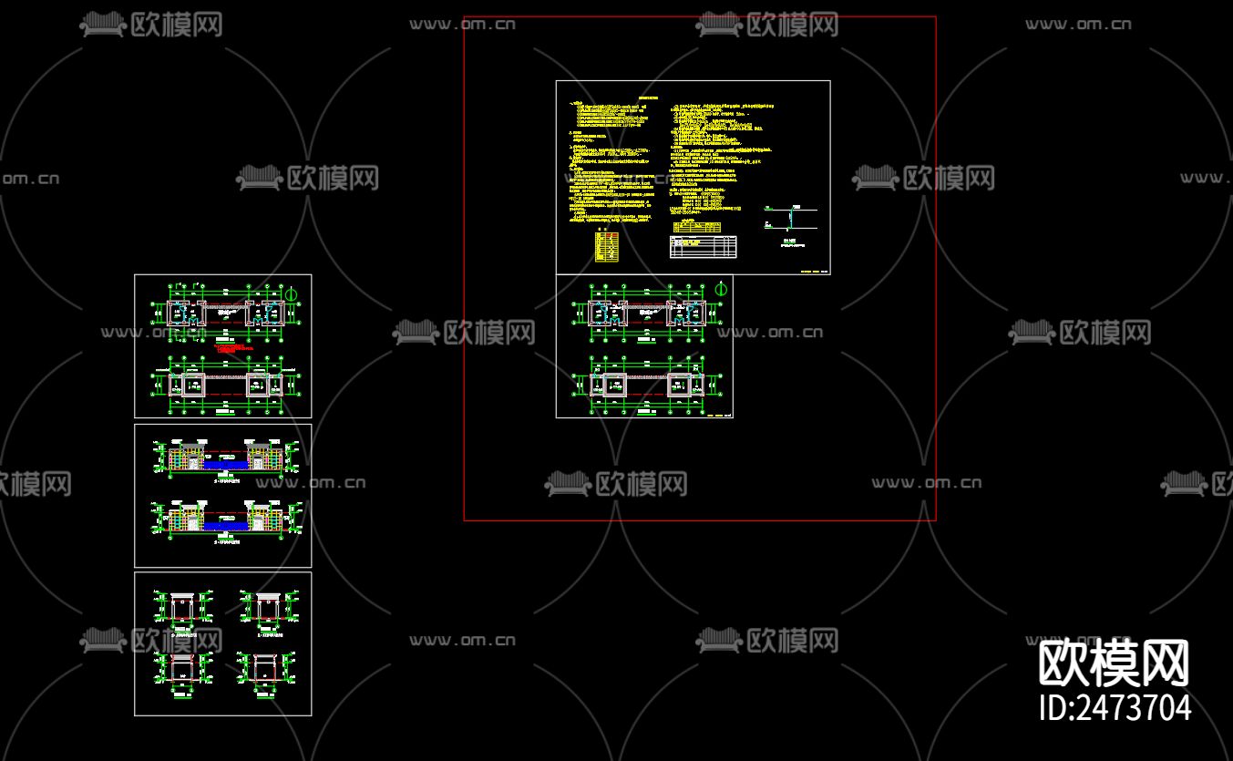 某40平大门给排水cad施工图下载（渲染图1）