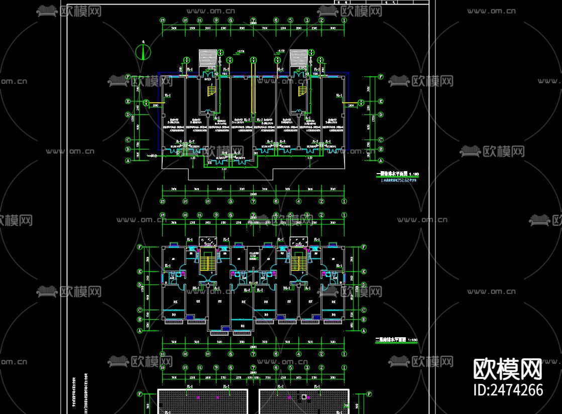 柳山新村集中居住区14号楼给排水设计CAD施工图下载（渲染图3）