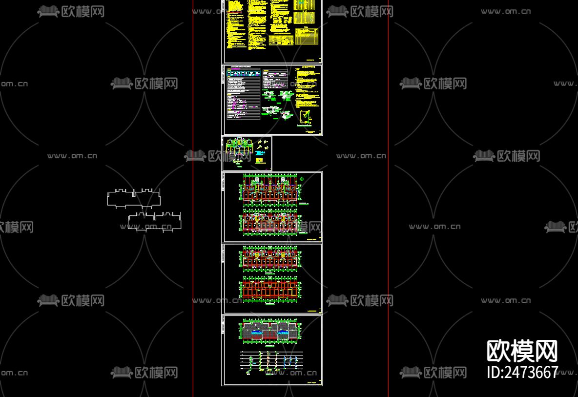 柳山新村集中居住区8号楼给排水设计cad施工图下载（渲染图1）