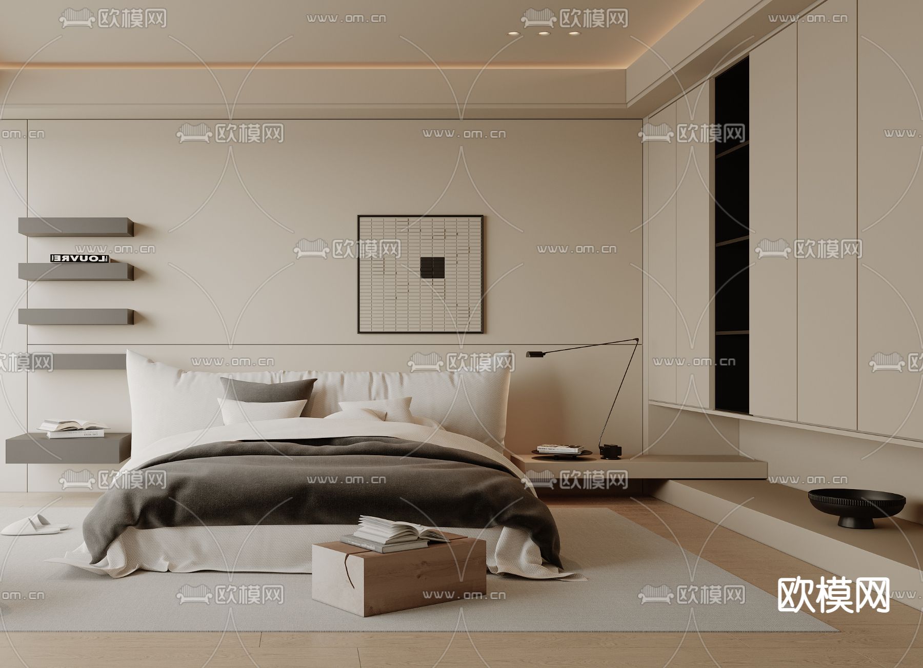 侘寂卧室 主人房3d模型下载（渲染图2）