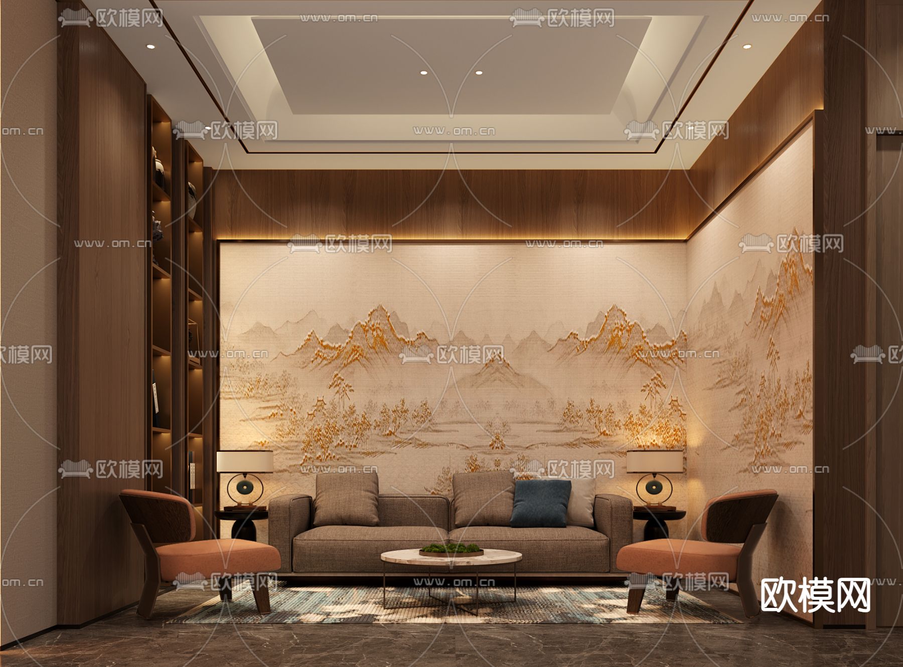 中餐厅包房 包间3d模型下载（渲染图2）