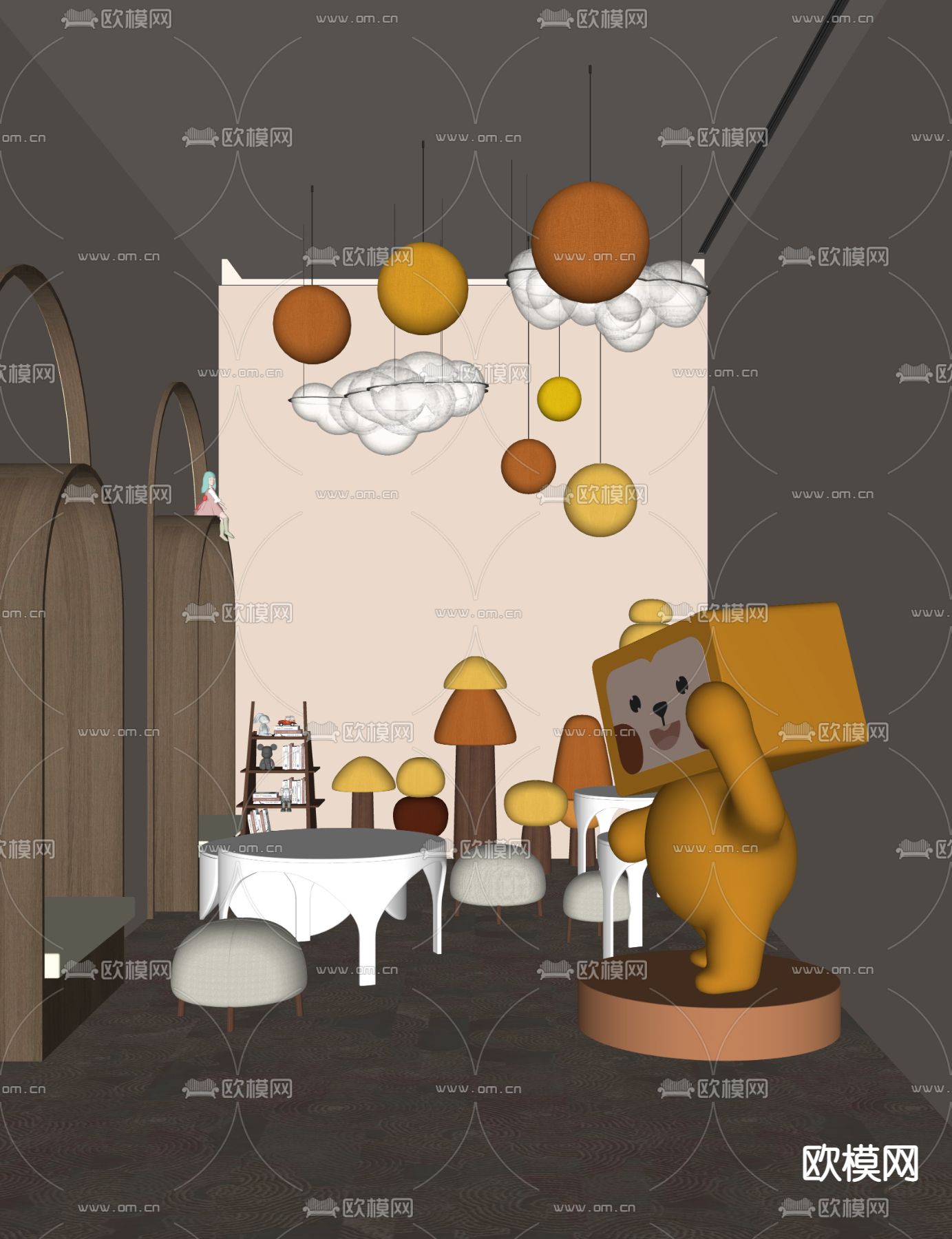 现代儿童娱乐区su模型下载（渲染图2）