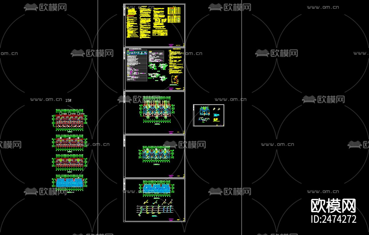 临淮镇胜利家园小区15#楼排水设计CAD施工图下载（渲染图1）