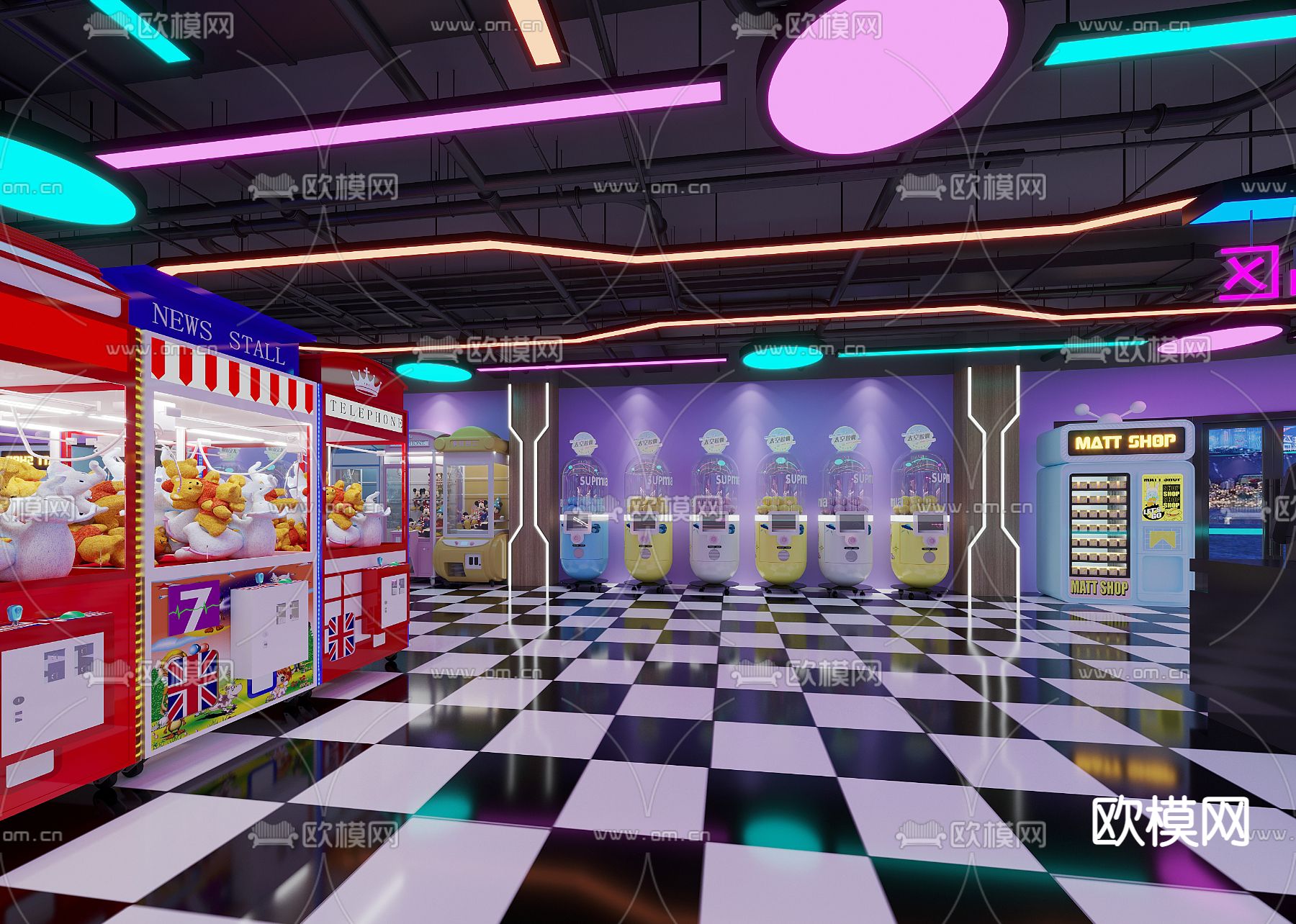 现代电玩城3D模型下载（渲染图4）
