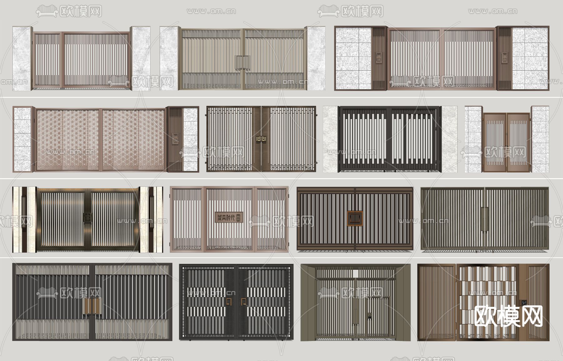 现代铁艺大门su模型