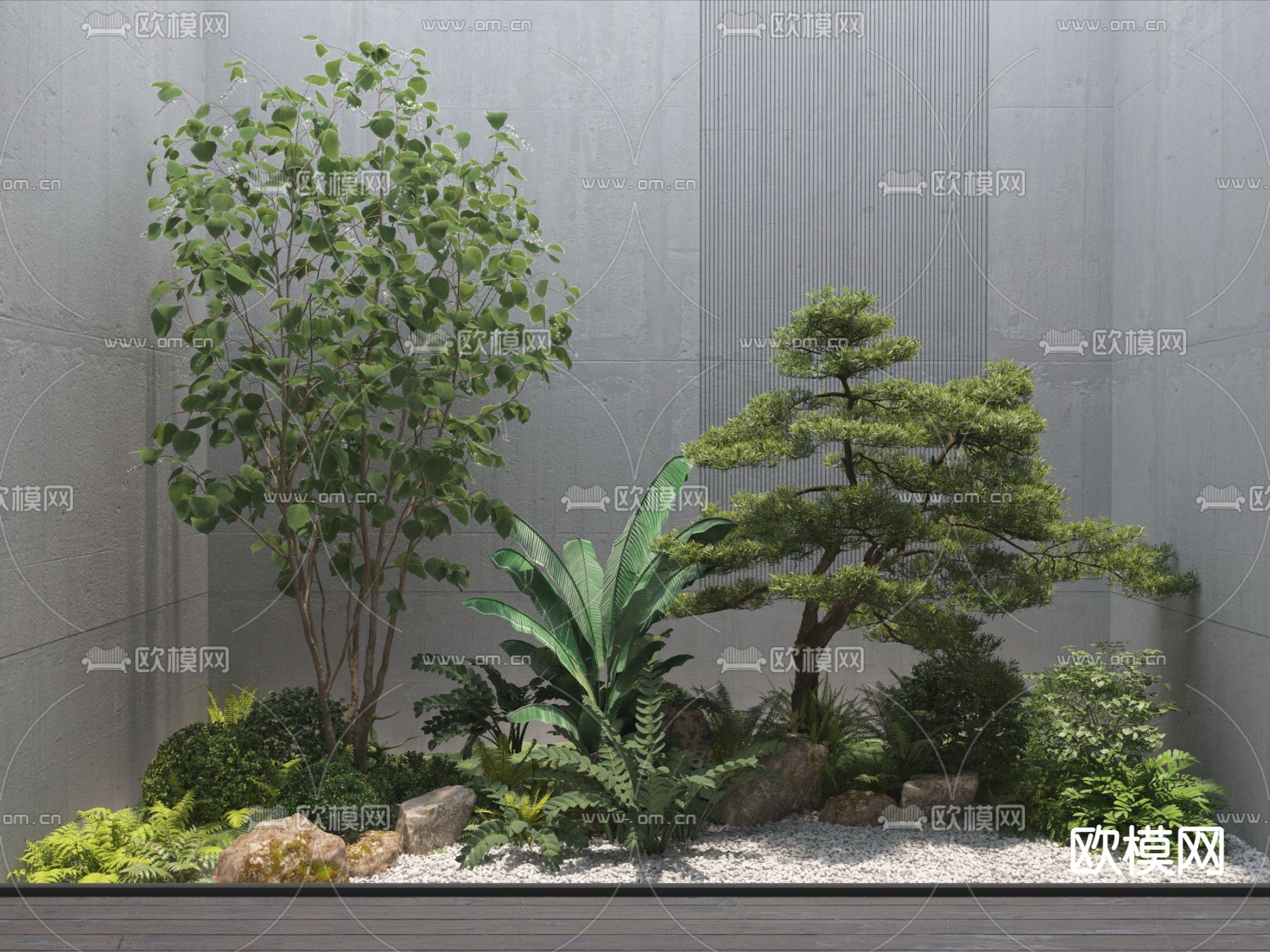 现代植物堆3d模型下载