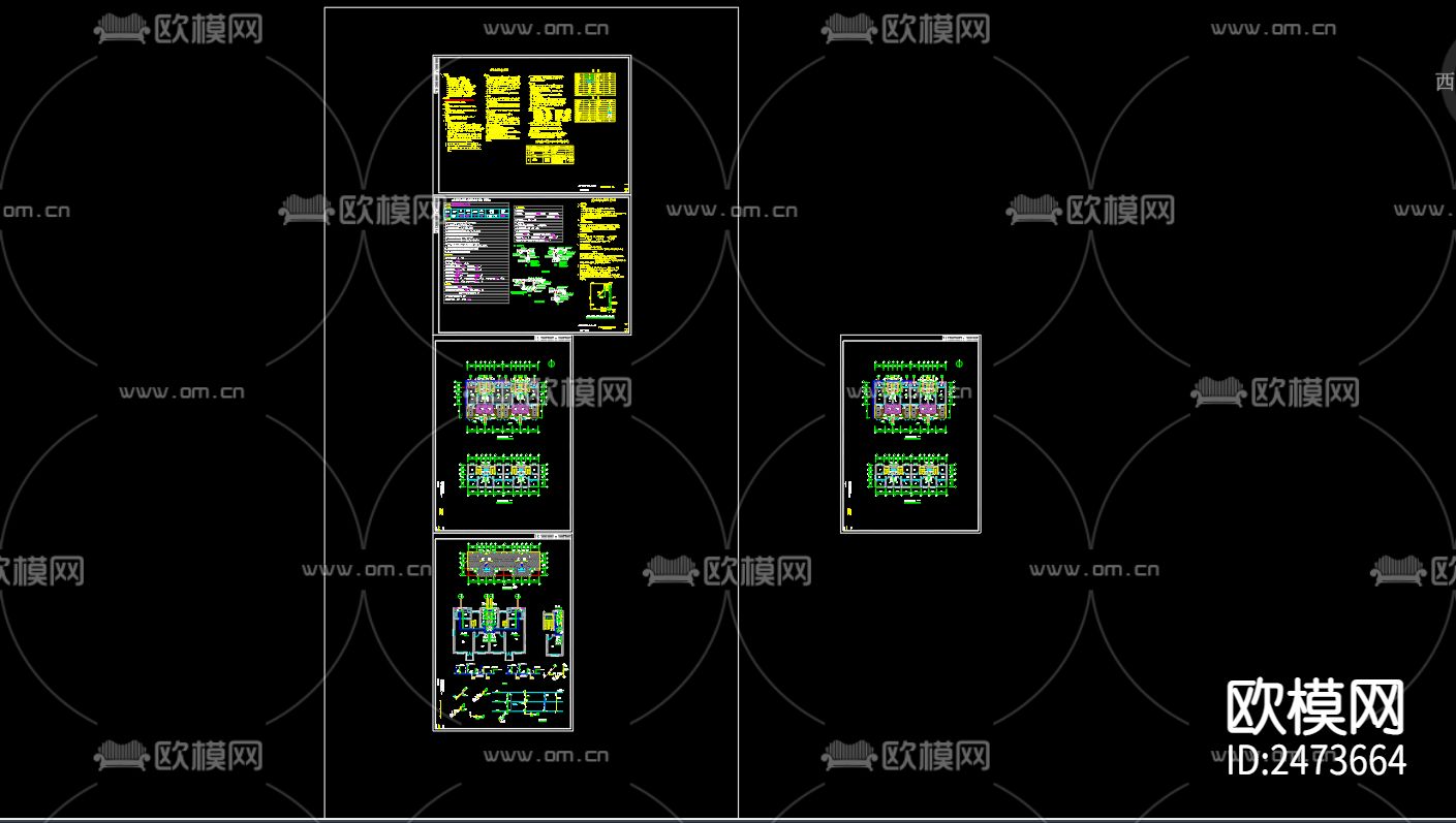 上塘荆芋花乡小区5号楼给排水cad施工图下载（渲染图1）