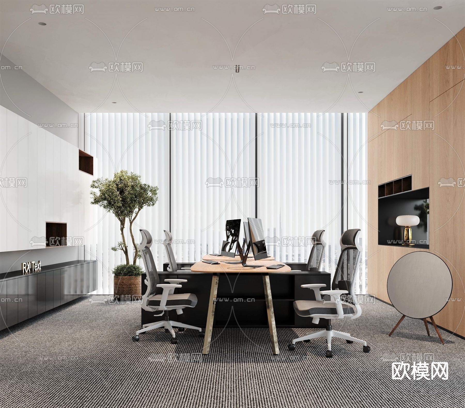 开放式办公室 办公区3d模型下载_ID12301611_3dmax免费模型-欧模网