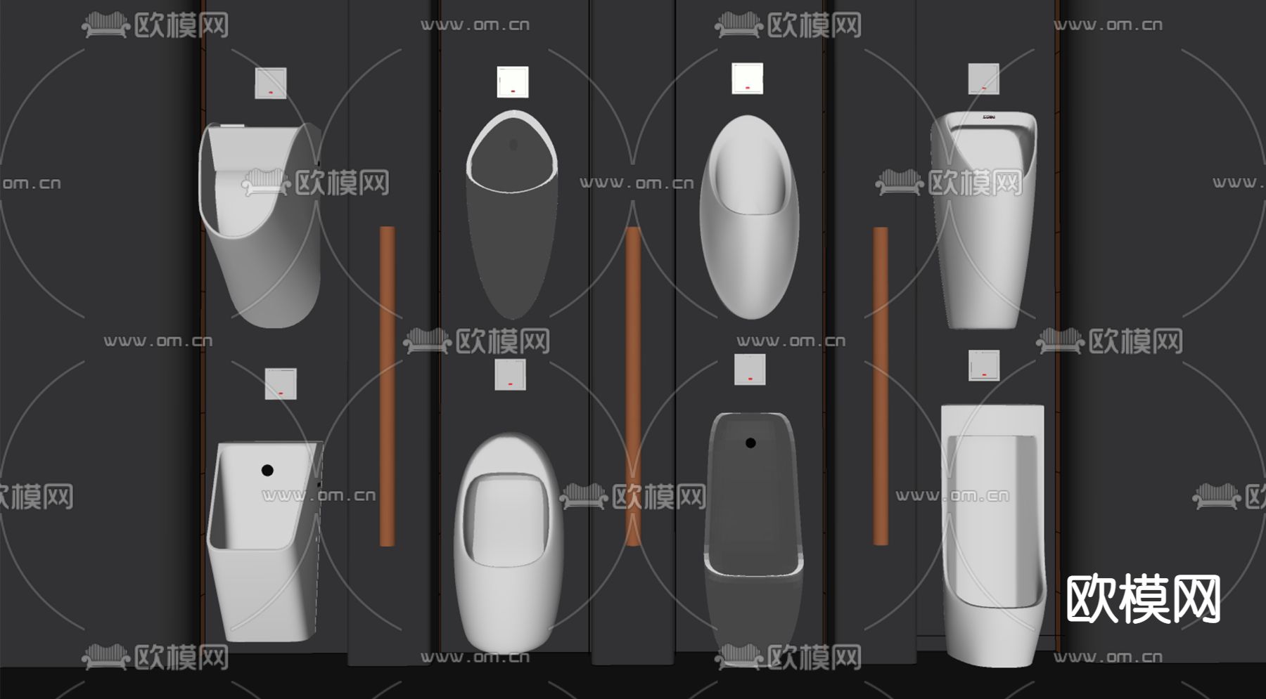 现代小便池su模型下载（渲染图2）