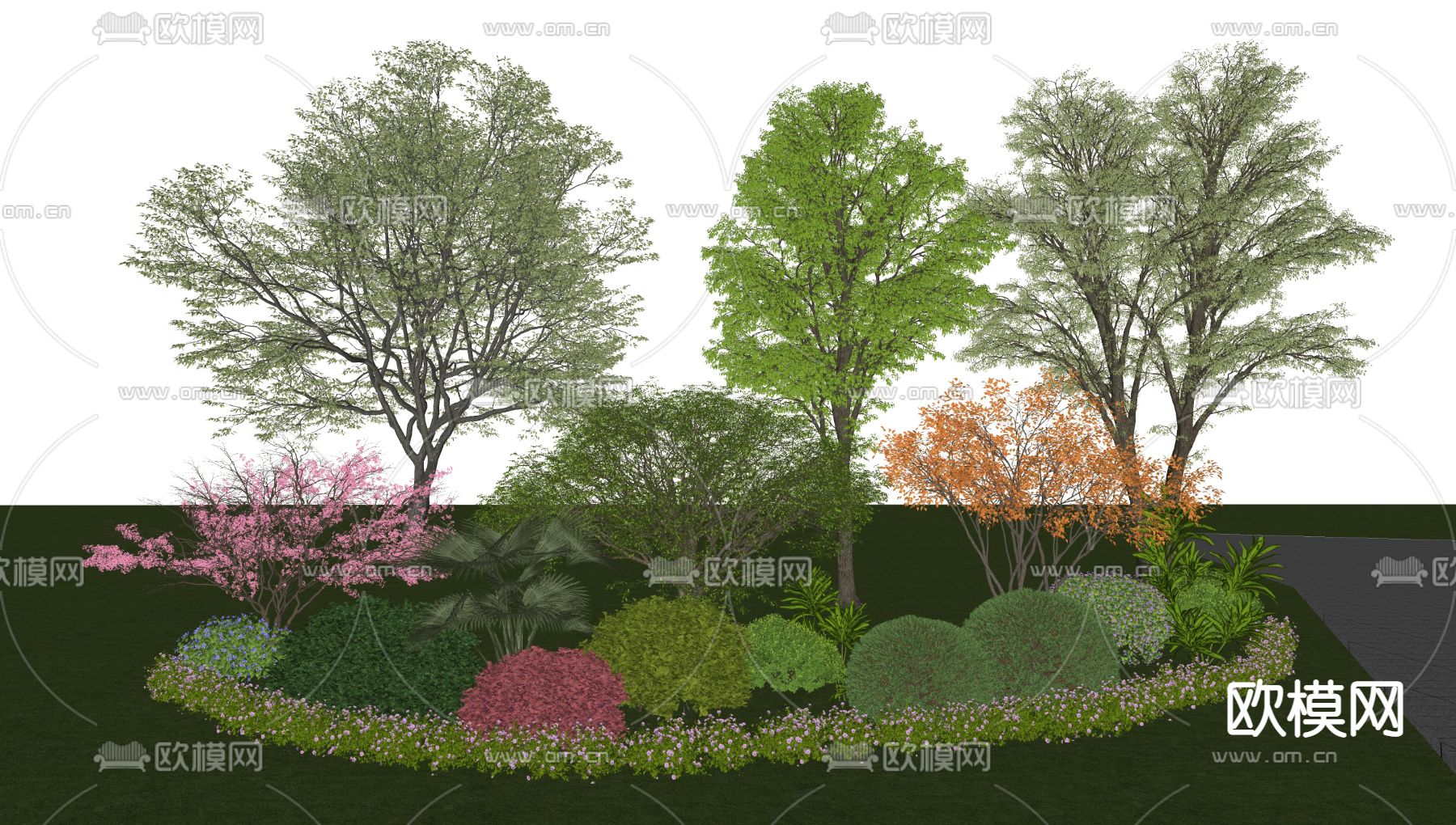 植物堆 灌木带su模型下载（渲染图2）