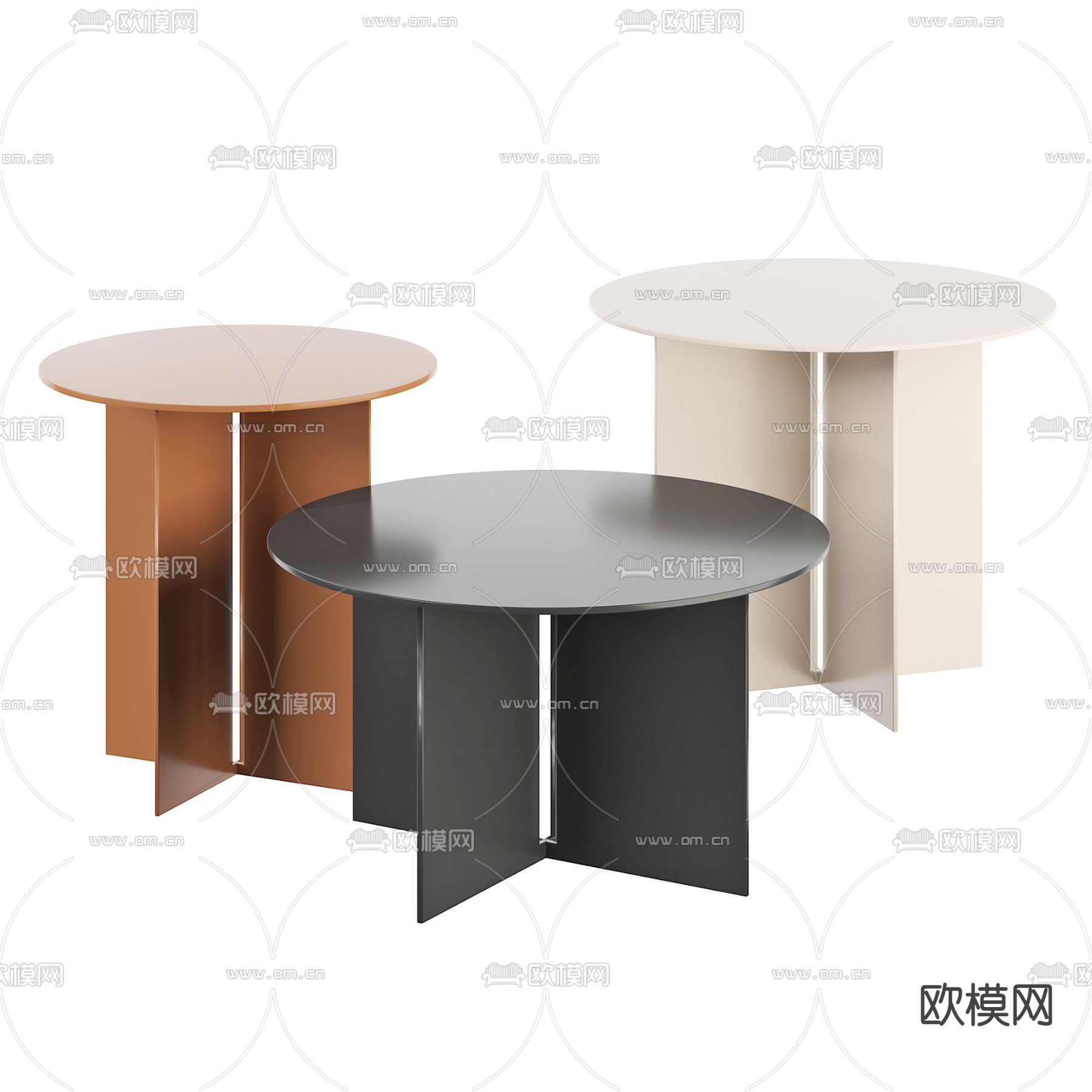 现代边几角几 圆几3d模型下载