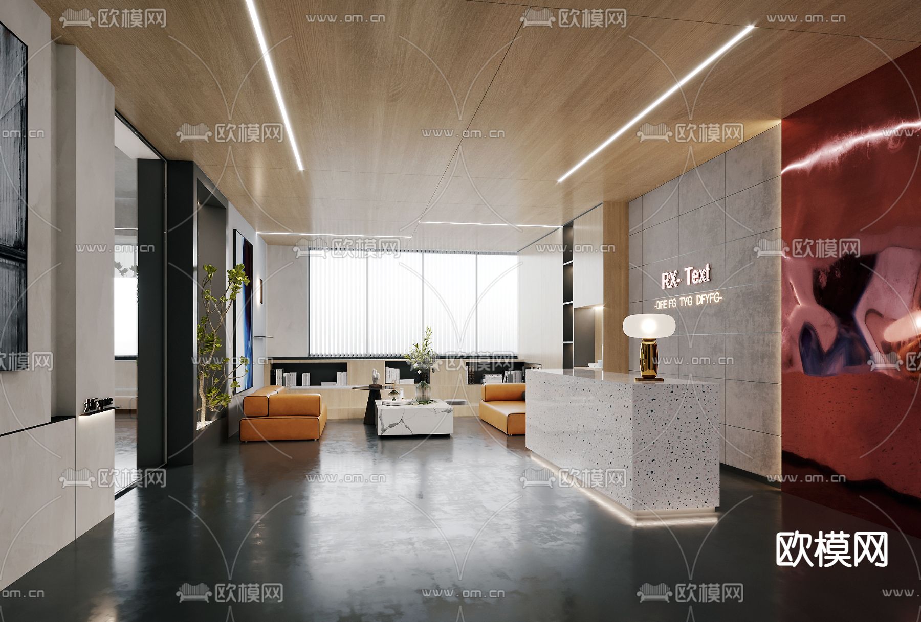 办公前台接待su模型