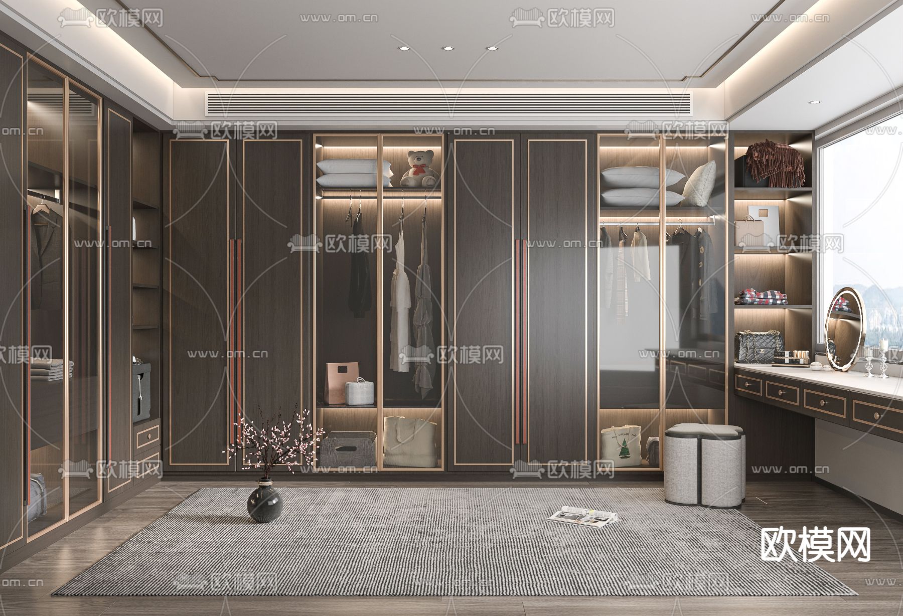 新中式衣帽间3d模型下载