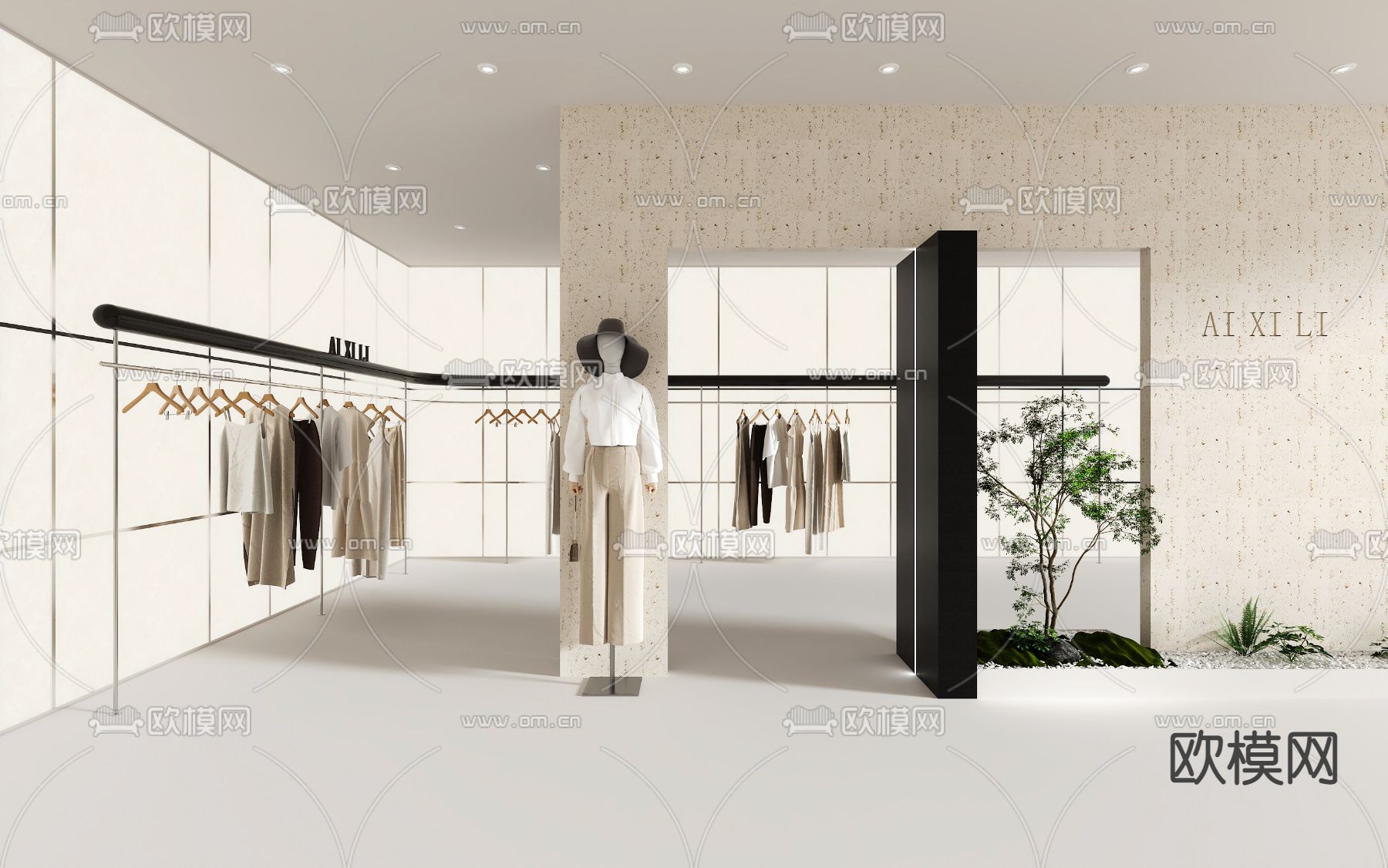 现代服装店su模型下载（渲染图1）