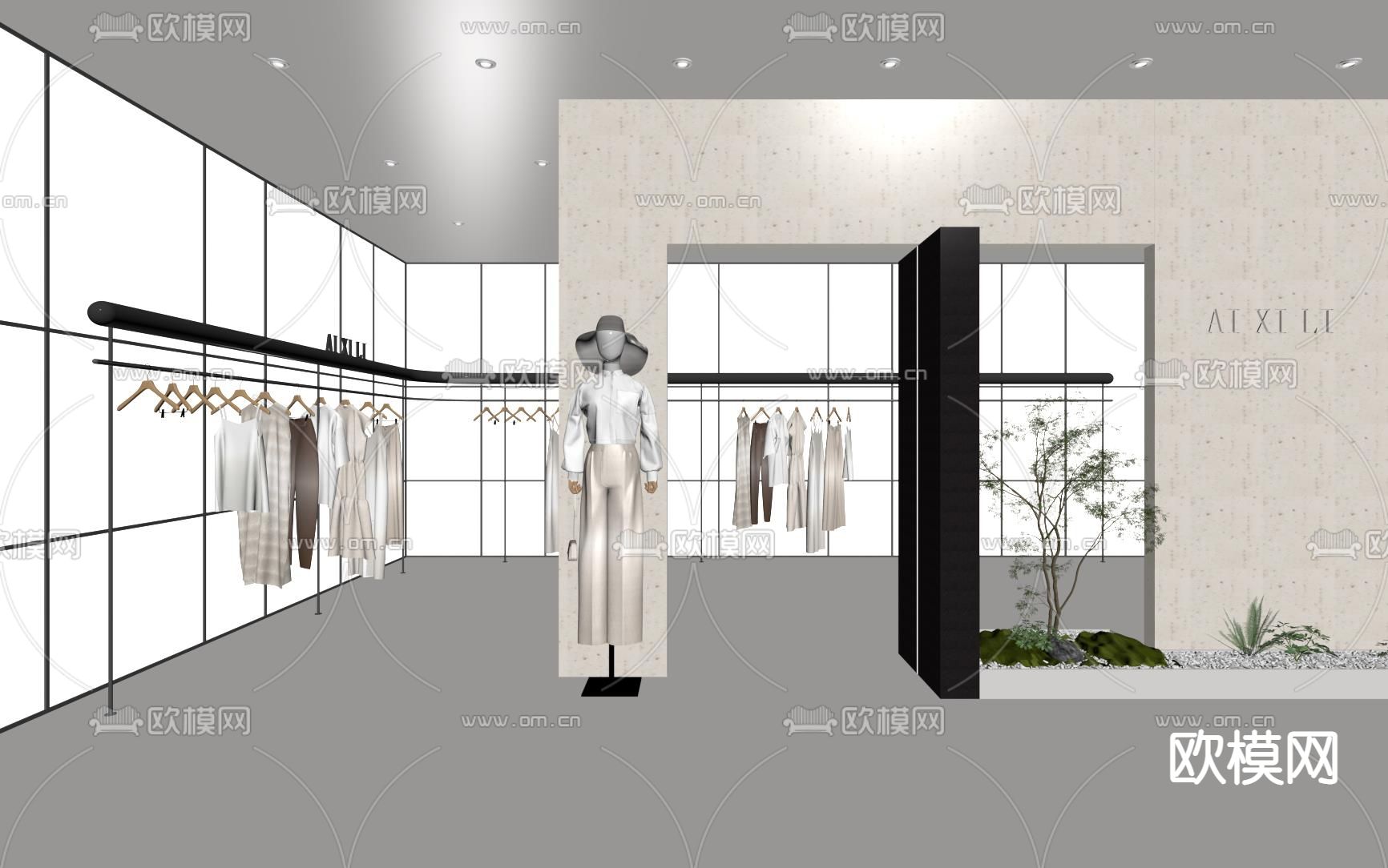 现代服装店su模型下载（渲染图4）