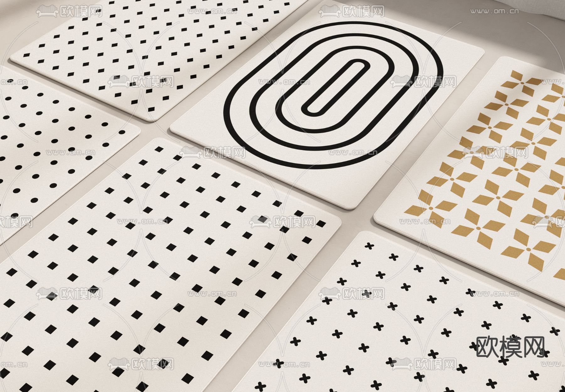 奶油风地毯su模型下载（渲染图2）