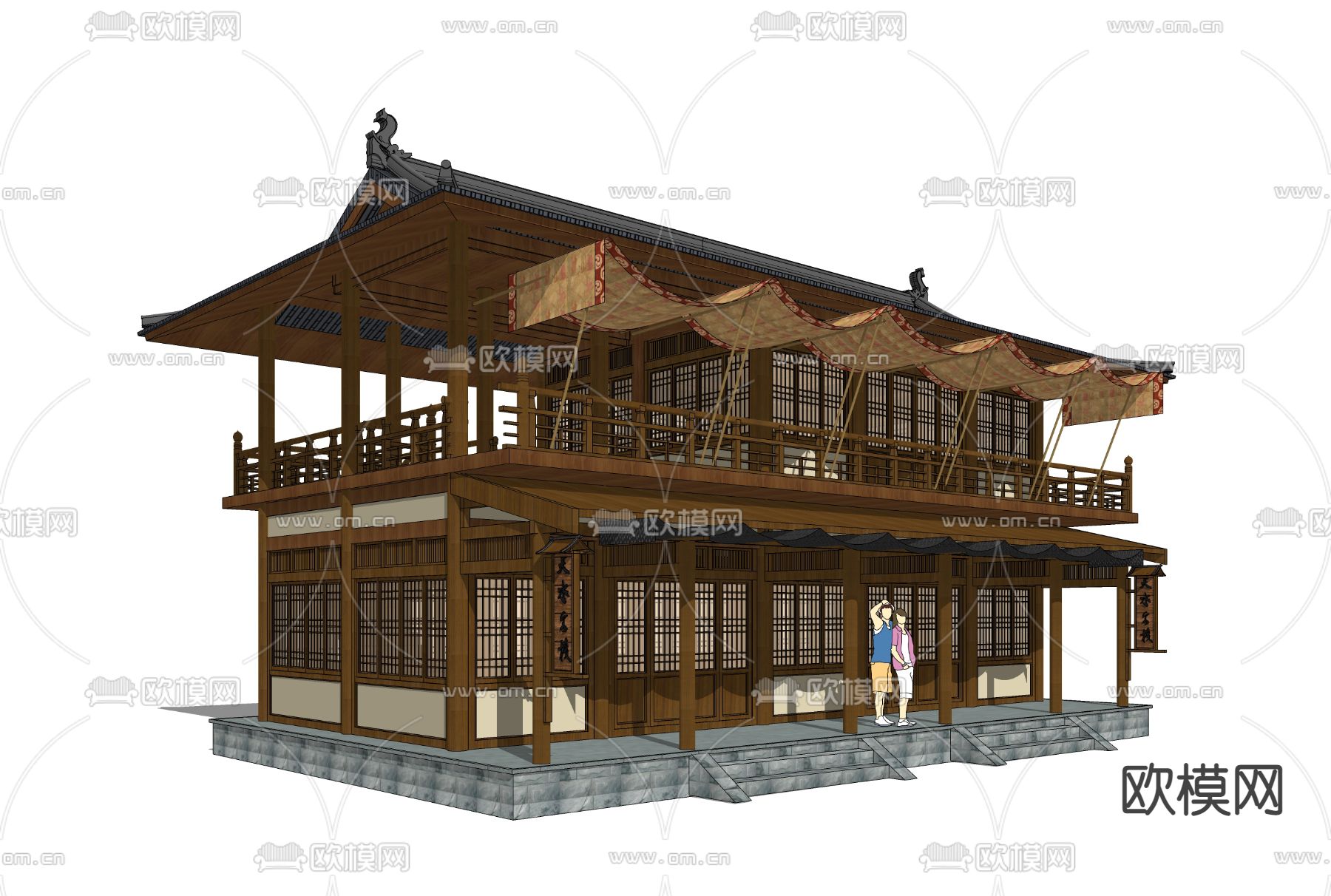 中式古建 仿古商业建筑su模型