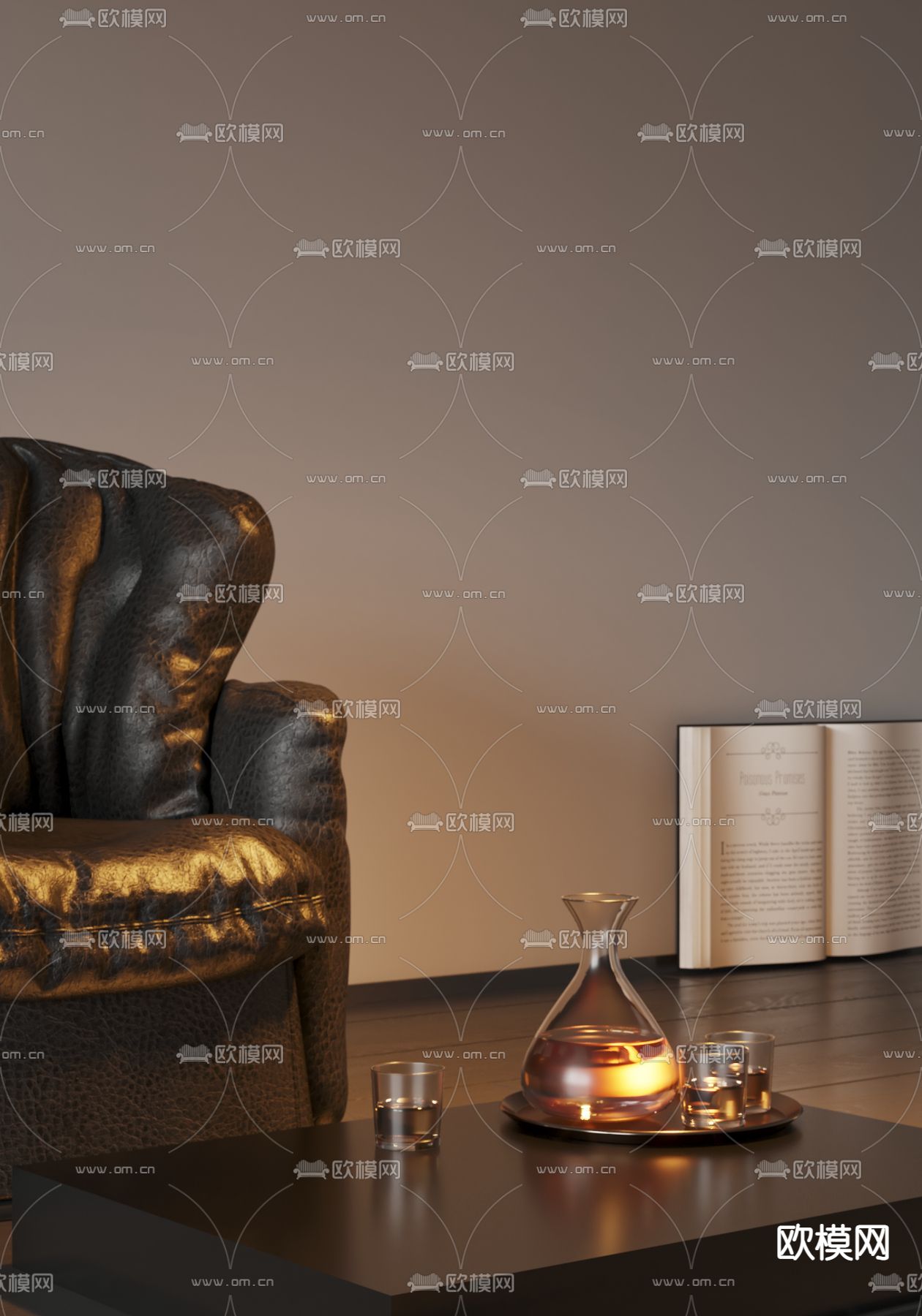 酒瓶酒杯 玻璃杯 玻璃瓶su模型下载（渲染图1）