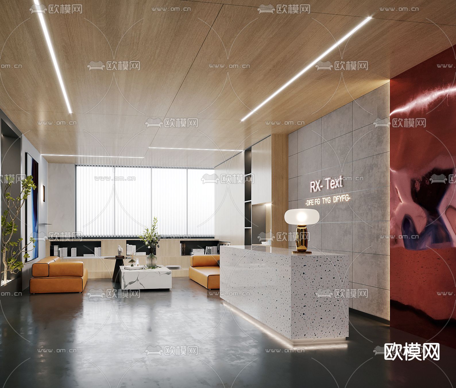 办公前台接待su模型