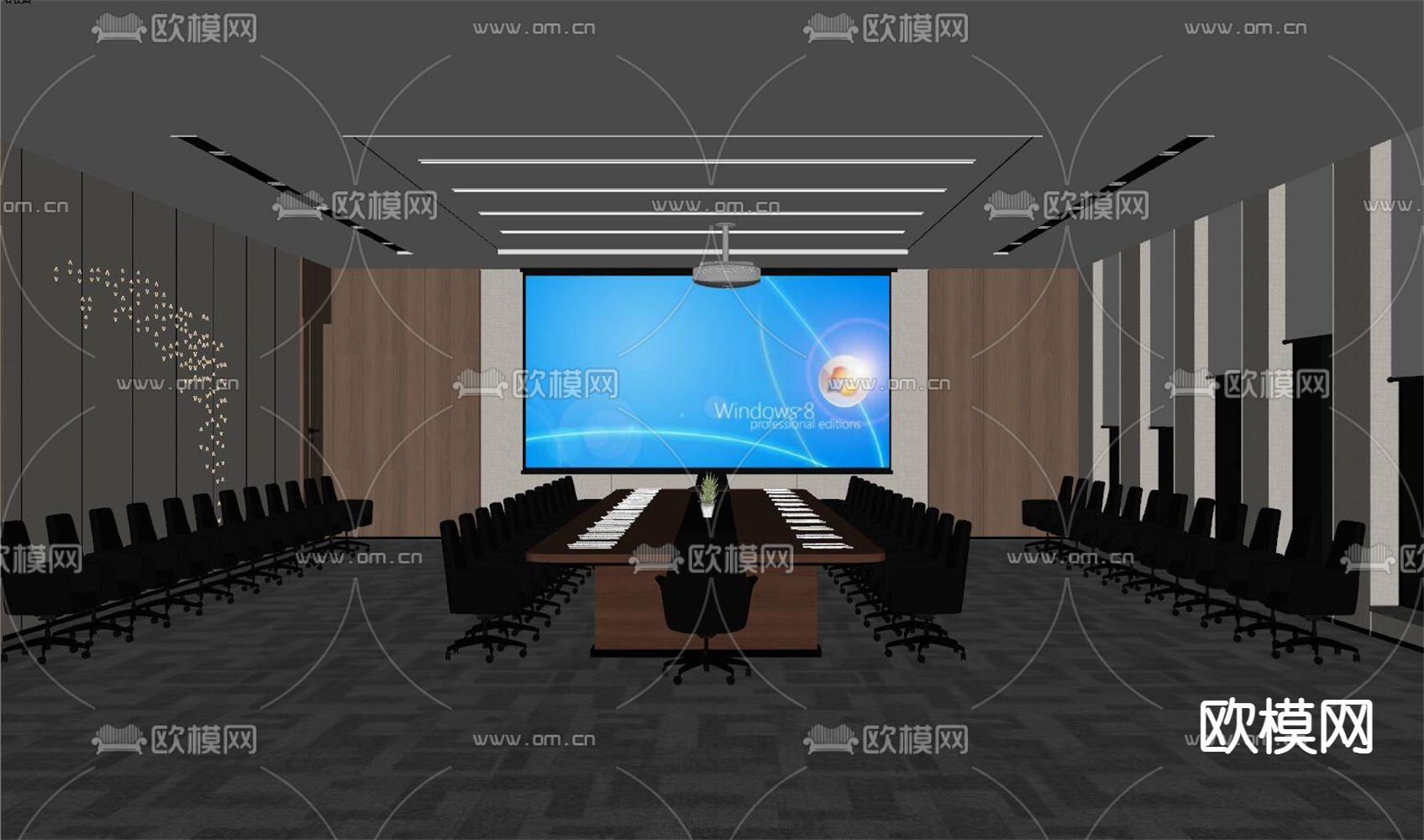 现代会议室su模型