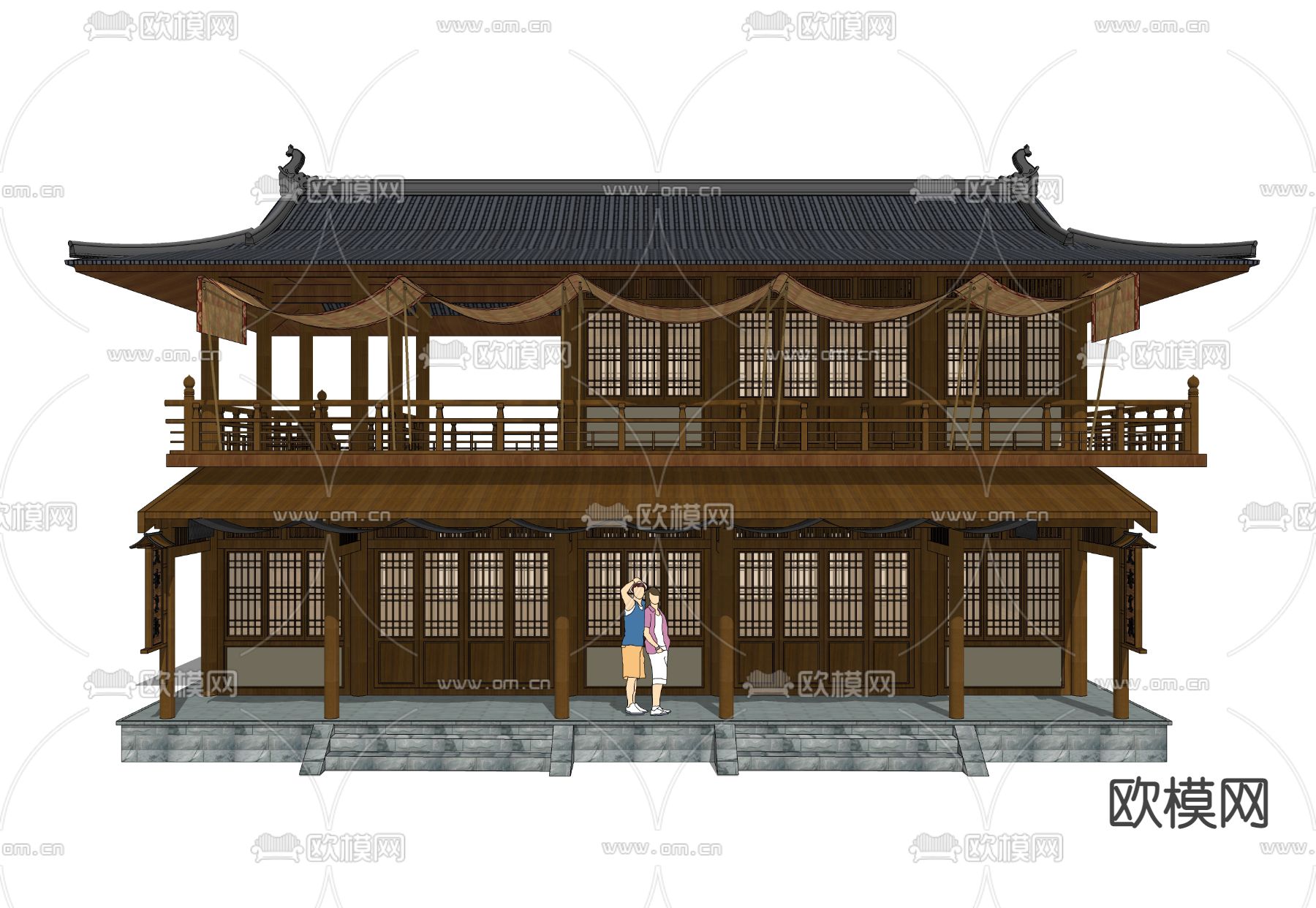 中式古建 仿古商业建筑su模型