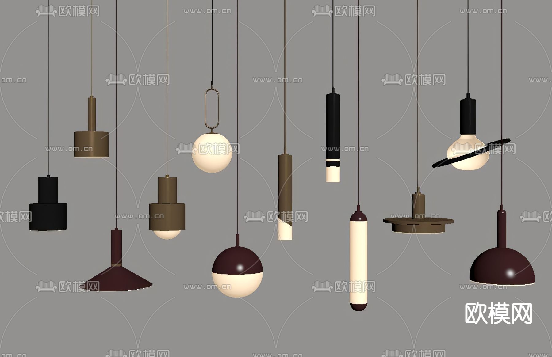 现代小吊灯su模型下载（渲染图2）