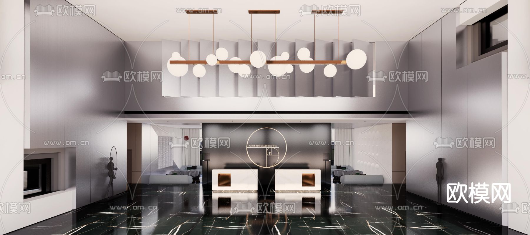 现代酒店大堂大厅su模型