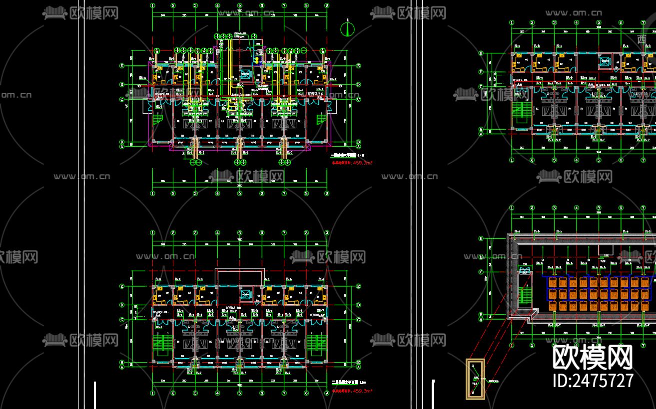 县界集镇鸿润雅居小区15号楼给排水CAD施工图下载（渲染图1）