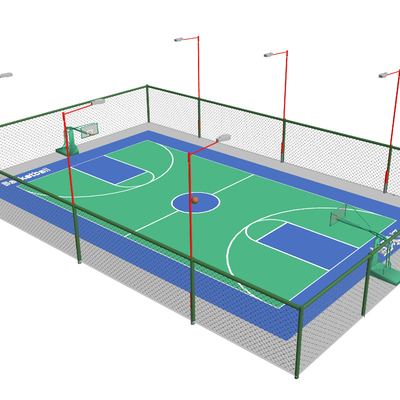  现代篮球场 体育场su模型 