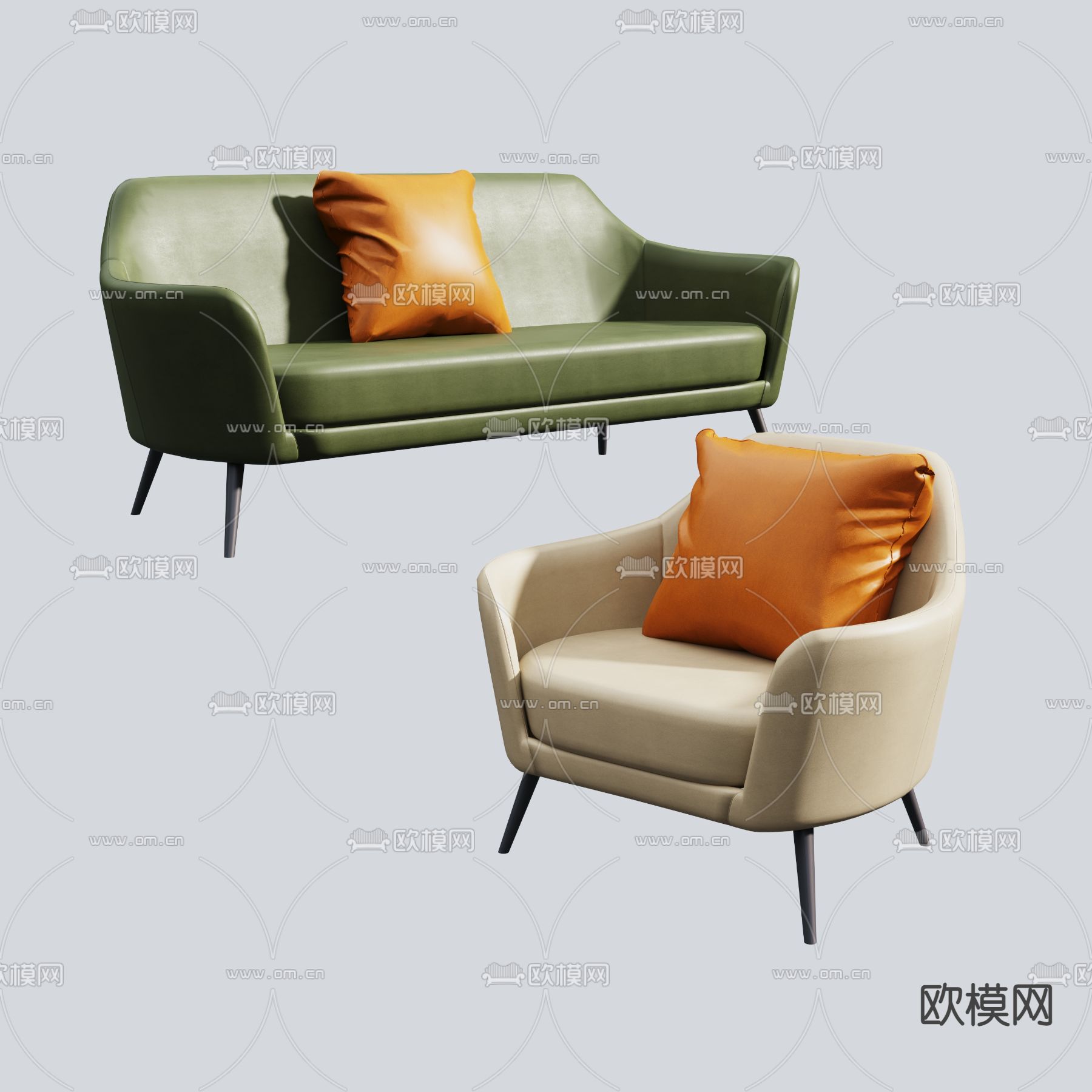 现代多人沙发3d模型下载