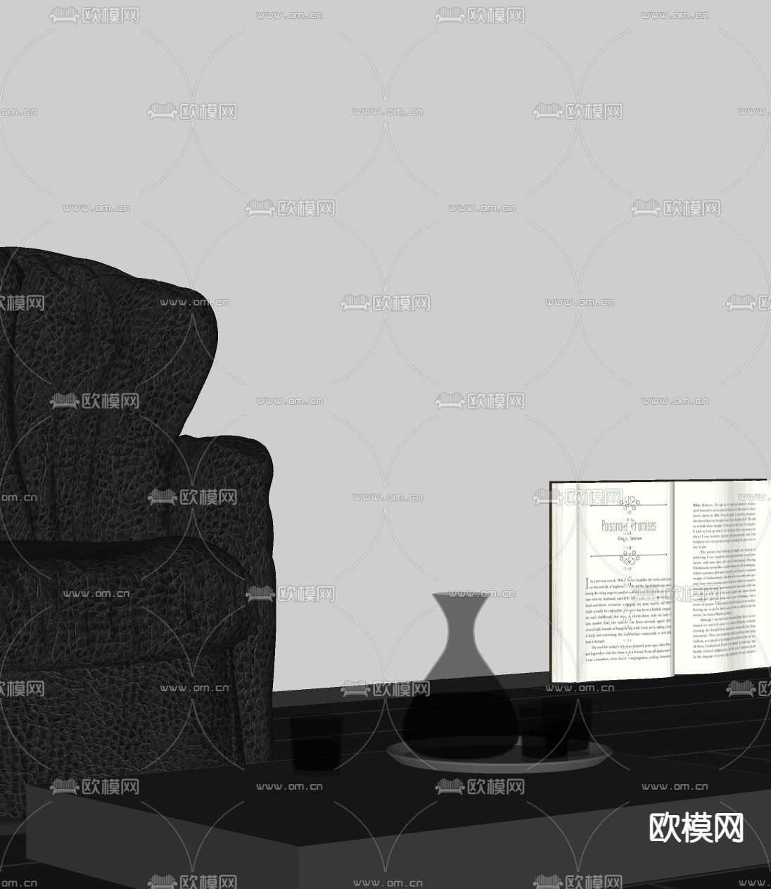 酒瓶酒杯 玻璃杯 玻璃瓶su模型下载（渲染图2）