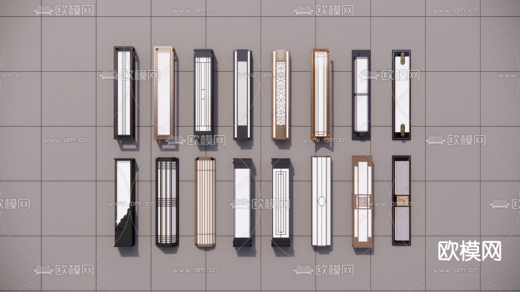 新中式壁灯su模型下载（渲染图1）