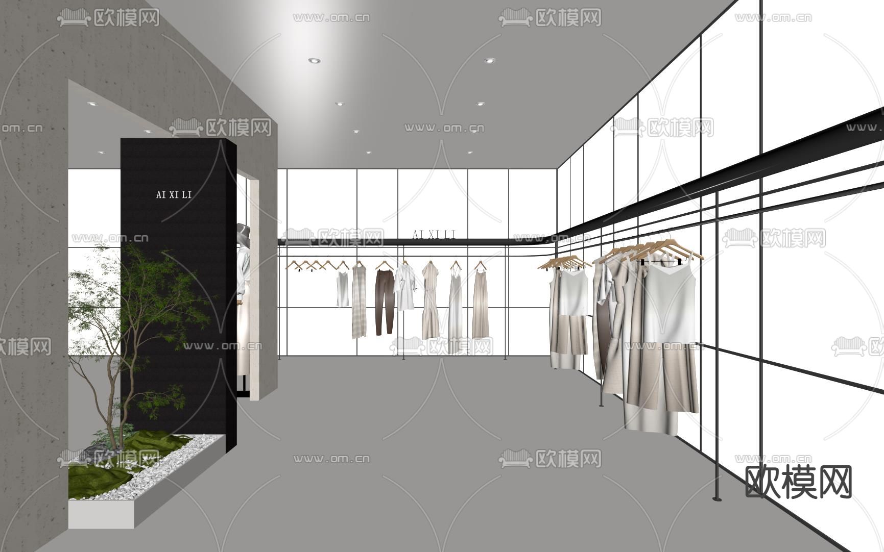 现代服装店su模型下载（渲染图3）
